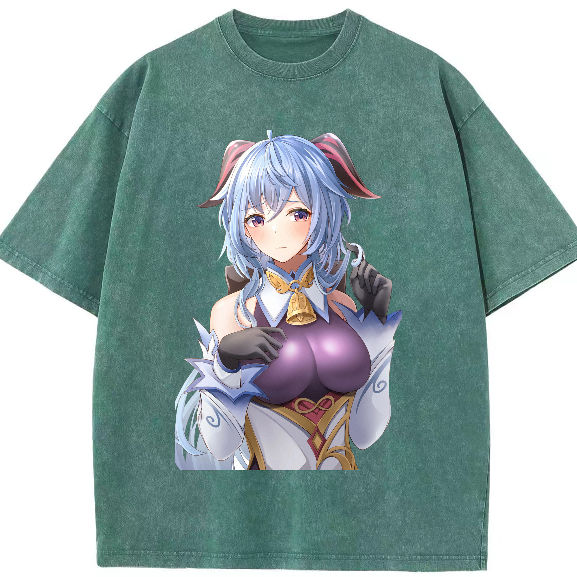 げんし神 甘雨 かんう genshin Ganyu 綿100% ヴィンテージ風 半袖Tシャツ（フロントプリント）